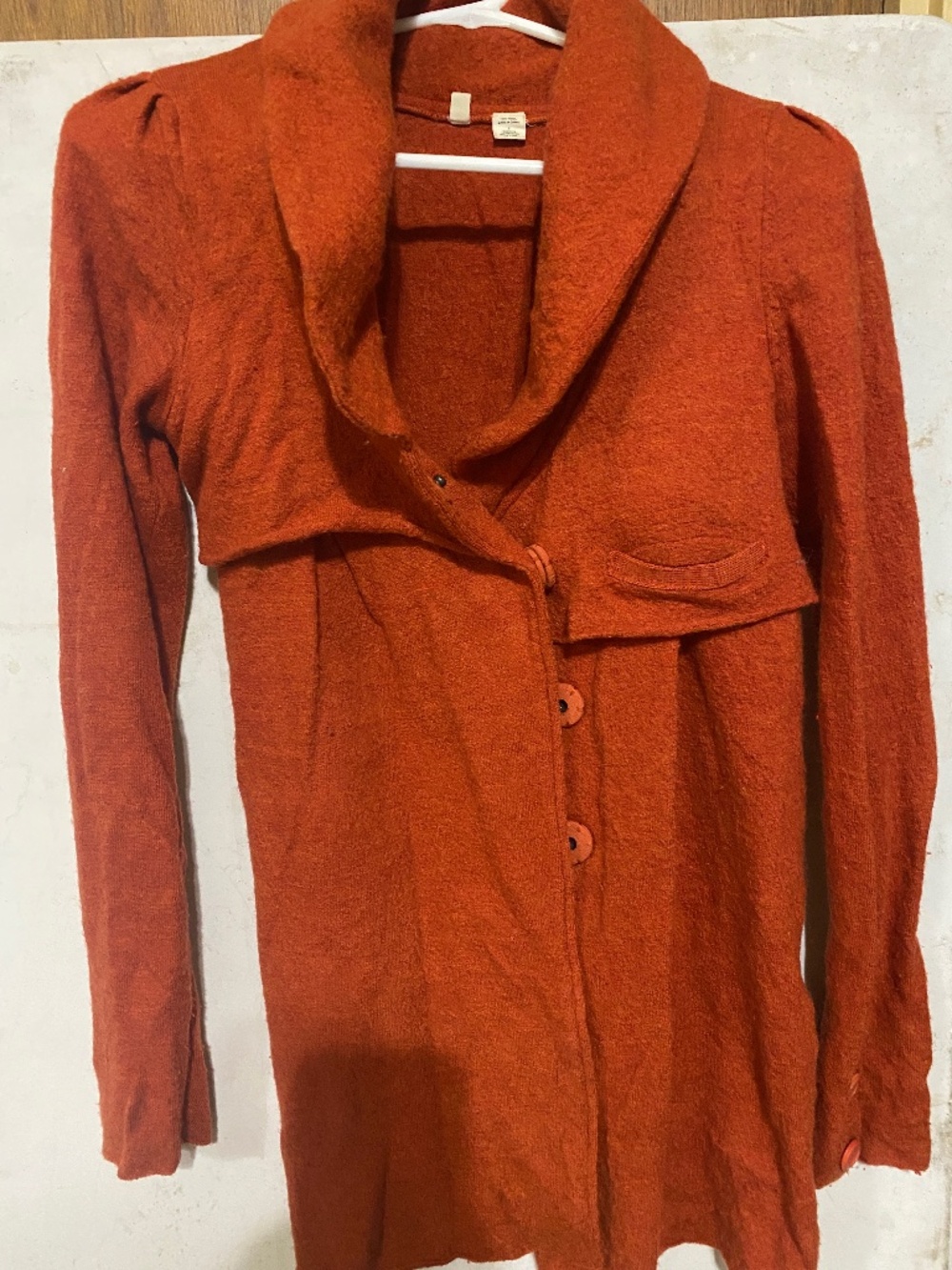 Moth by Anthropologie Wool Sweater Coat Cardigan | Size Small | Rust Orange